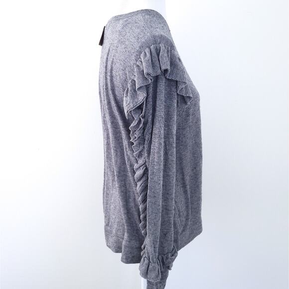 NEW Hello Nite Pullover Ruffle Top Gray Small Long Sleeve Comfy Career Casual - Picture 2 of 7